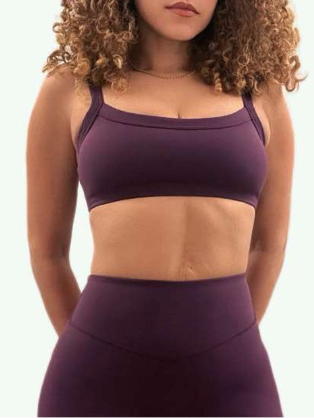 Square Neck Sports Bra Purple Pull On Stretch Support Gym Yoga Small